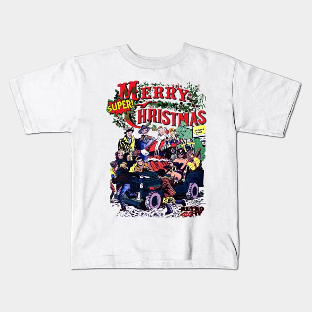 Merry Christmas Retro Style Kids T-Shirt by Joaddo